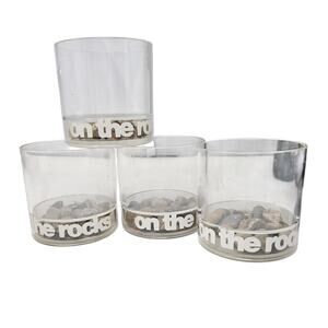 4 Vintage 70s On the Rocks Plastic Barware Cups Kitsch Mid Century Cocktail Low